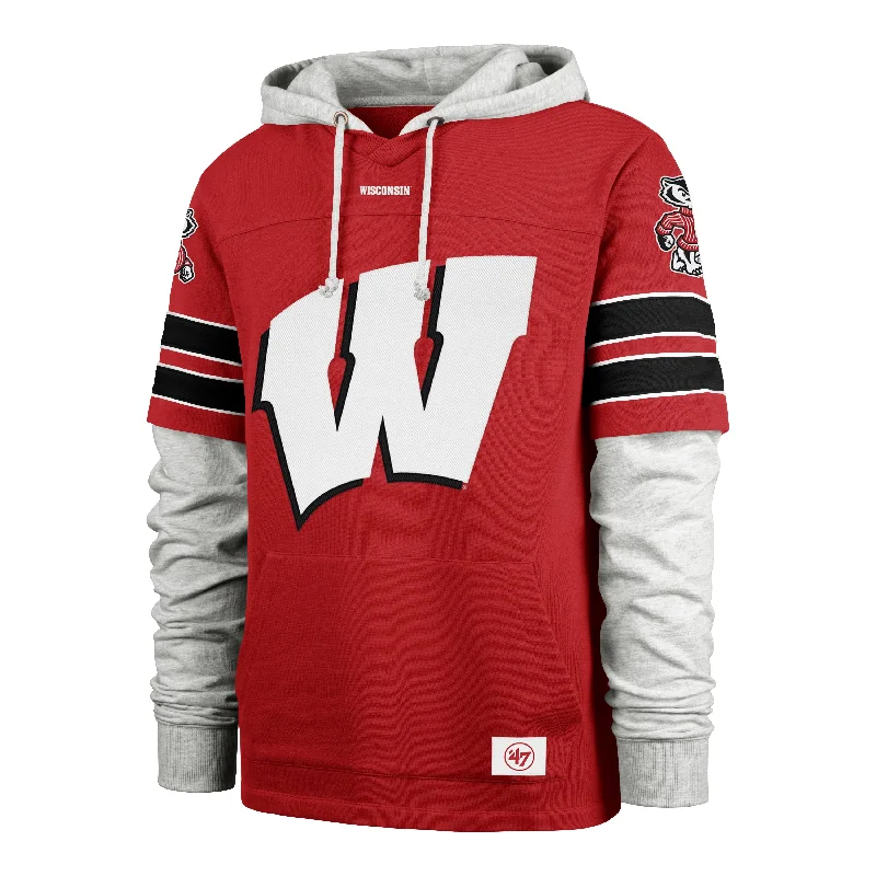 men's softshell jackets-WISCONSIN BADGERS GRIDIRON BLITZ '47 CORNERBACK LACER