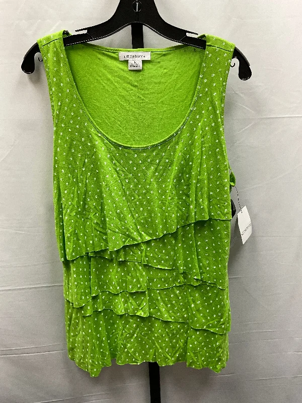 men's down vests-Green Top Sleeveless Liz Claiborne, Size L