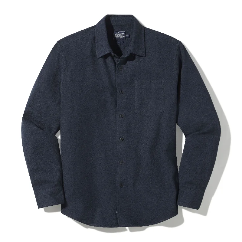 men's chambray shirts-Harper 3 ply Jaspe Flannel Shirt - Navy Blue