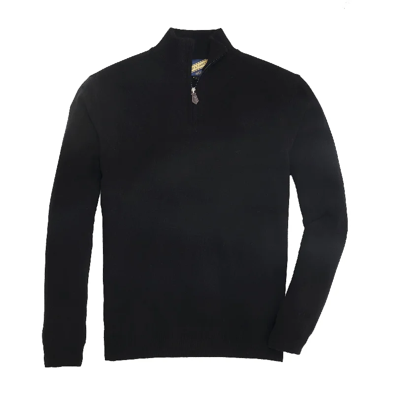 men's ribbed sweaters-James Cashmere 1/4 Zip - Black