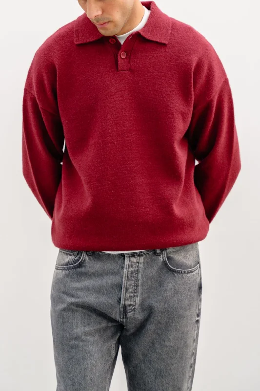 men's lightweight sweaters-KNIT POLO SWEATER