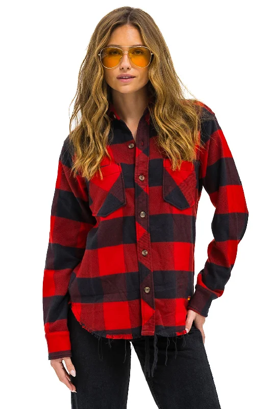 men's bomber jackets-PLAID FLANNEL WESTERN SHIRT - BUFFALO PLAID