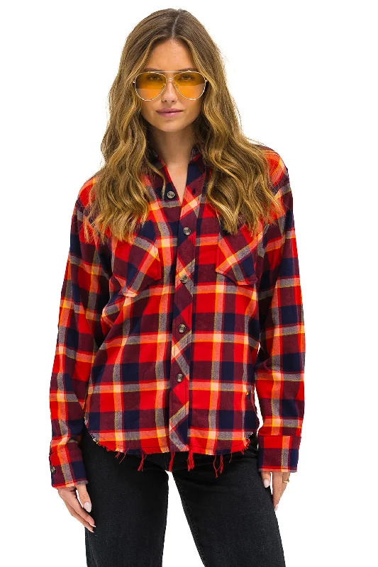 men's oversized hoodies-PLAID FLANNEL WESTERN SHIRT - RUGBY PLAID