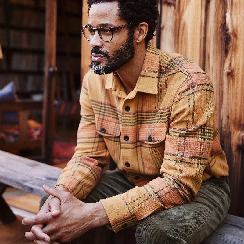 men's turtleneck sweaters-Portland Heavy Flannel  - Apple Cinnamon Green