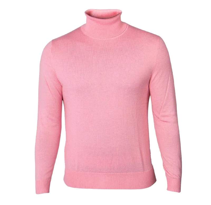 men's tailored jackets-Prestige SW-495 T. Neck Sweater - Pink