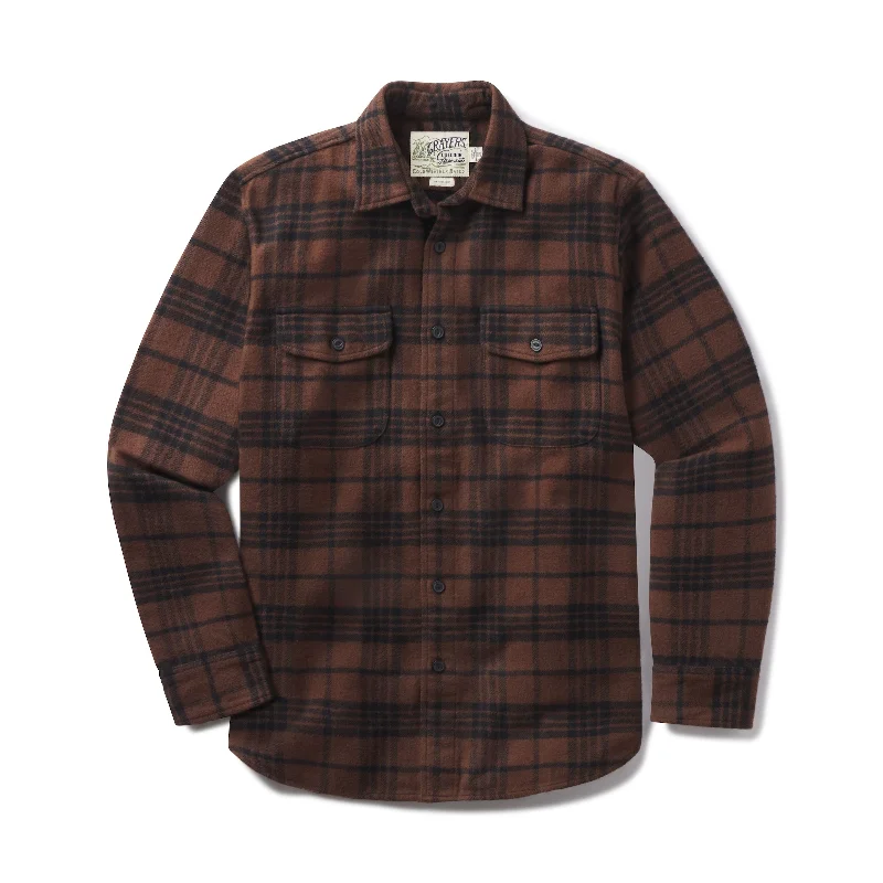 men's field jackets-Scarboro Heritage Heavy Flannel - Dark Chocolate