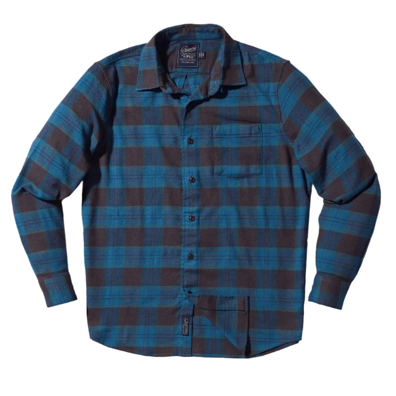 men's retro sneakers-Shady Grove Stretch Flannel Shirt - Teal Olive