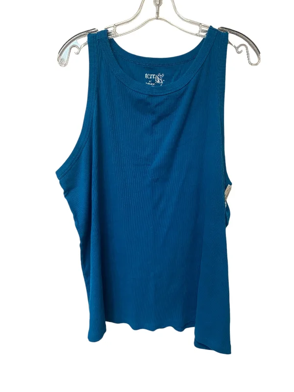 men's ribbed tees-Top Sleeveless Basic By Terra & Sky In Blue, Size: 3x