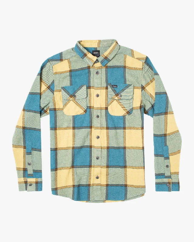 men's twill shorts-Boys That'll Work Flannel Long Sleeve Shirt - Marsh