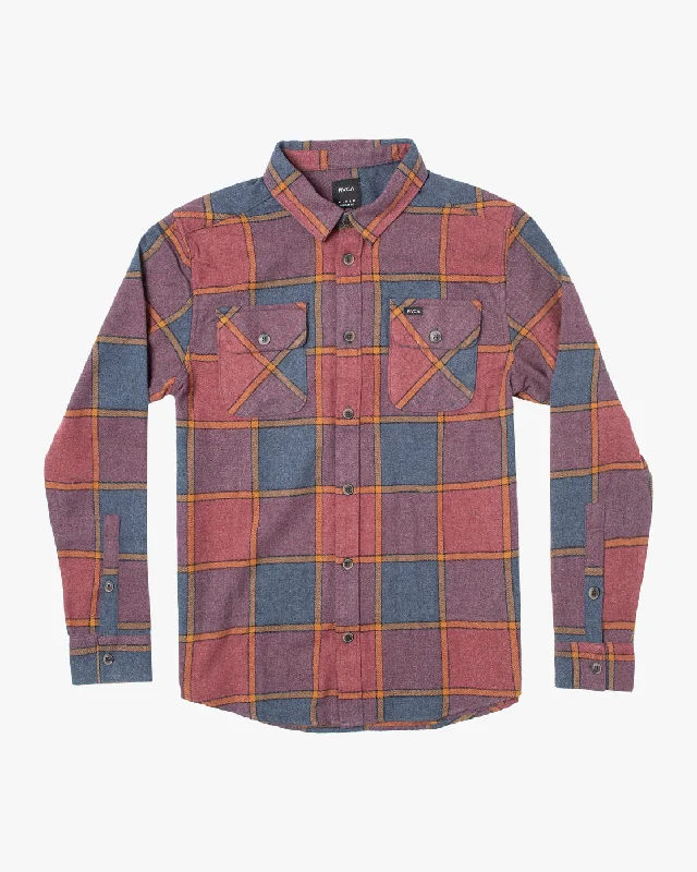 men's hiking jackets-Boys That'll Work Flannel Long Sleeve Shirt - New Moody