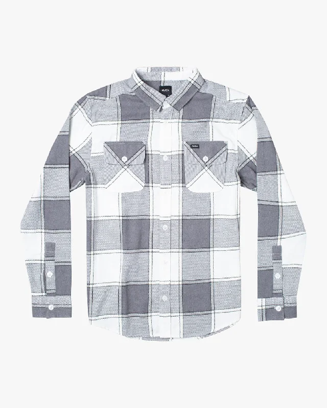 men's plaid jackets-Boys That'll Work Flannel Long Sleeve Shirt - Smoke