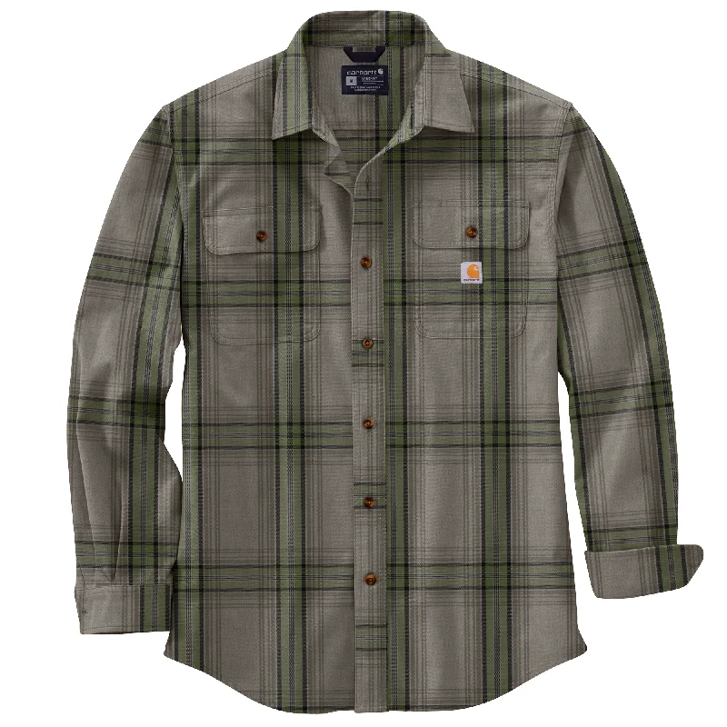 men's hiking hoodies-Carhartt Heavyweight Plaid Flannel Long Sleeve - Mens