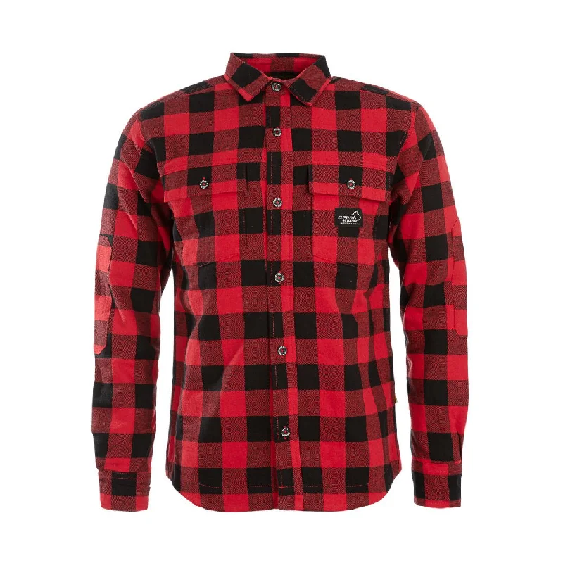 men's hiking polos-Flannel Insulated shirt Men (Red)