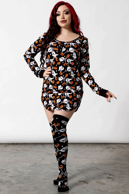 men's cotton hoodies-Haunted Pumpkin Lounge Dress - Resurrect