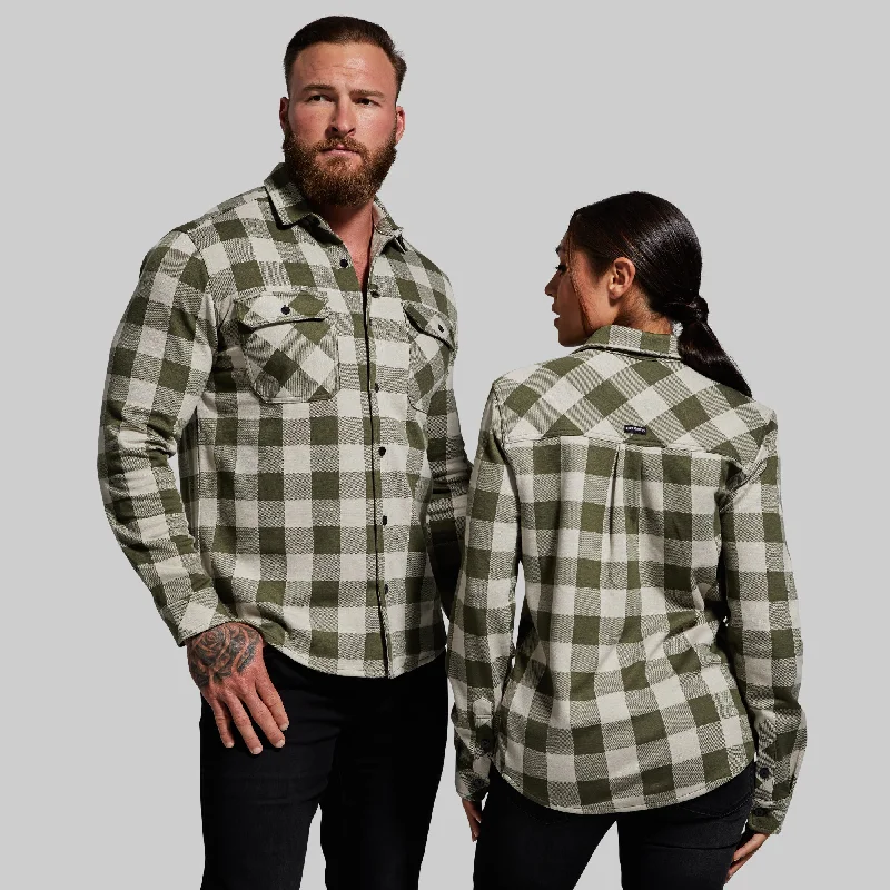 men's pea coats-Woodsman Stretchy Flannel (Juniper)