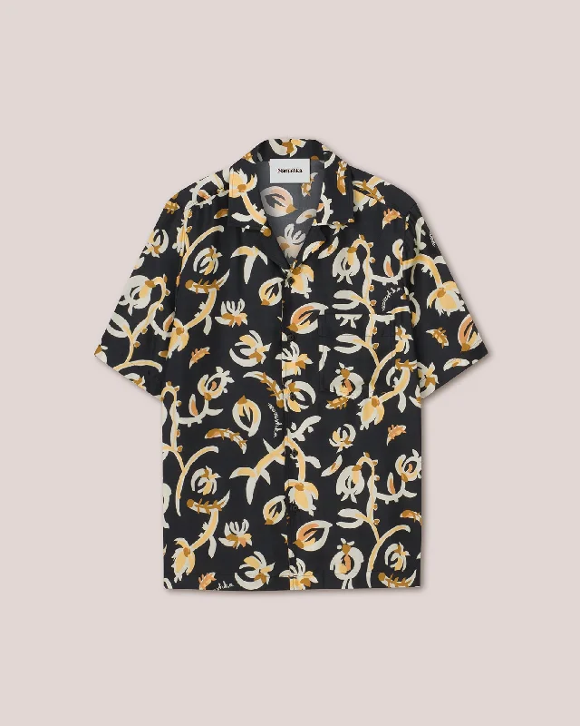 men's lightweight shorts-Bodil - Short Sleeve Shirt - Naive Floral Black