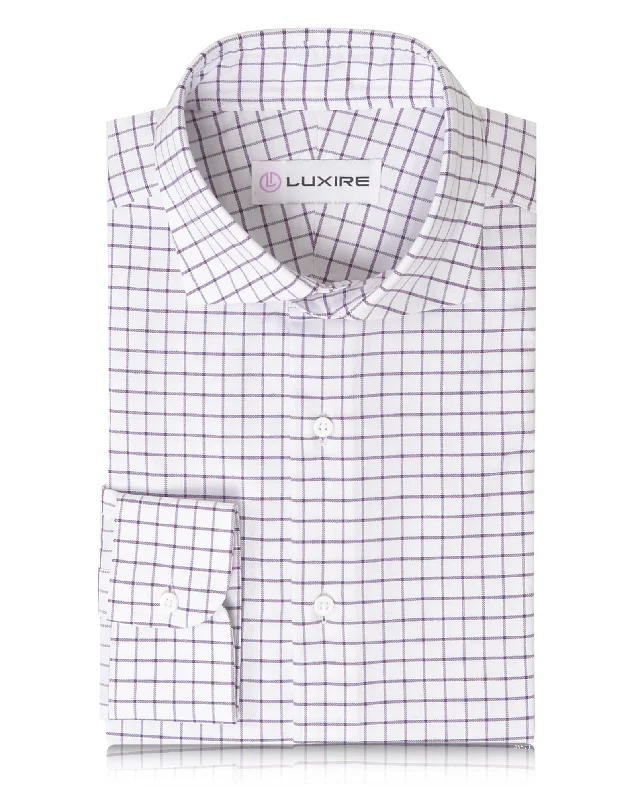 men's classic sweaters-Summer Oxford: Purple White Checks