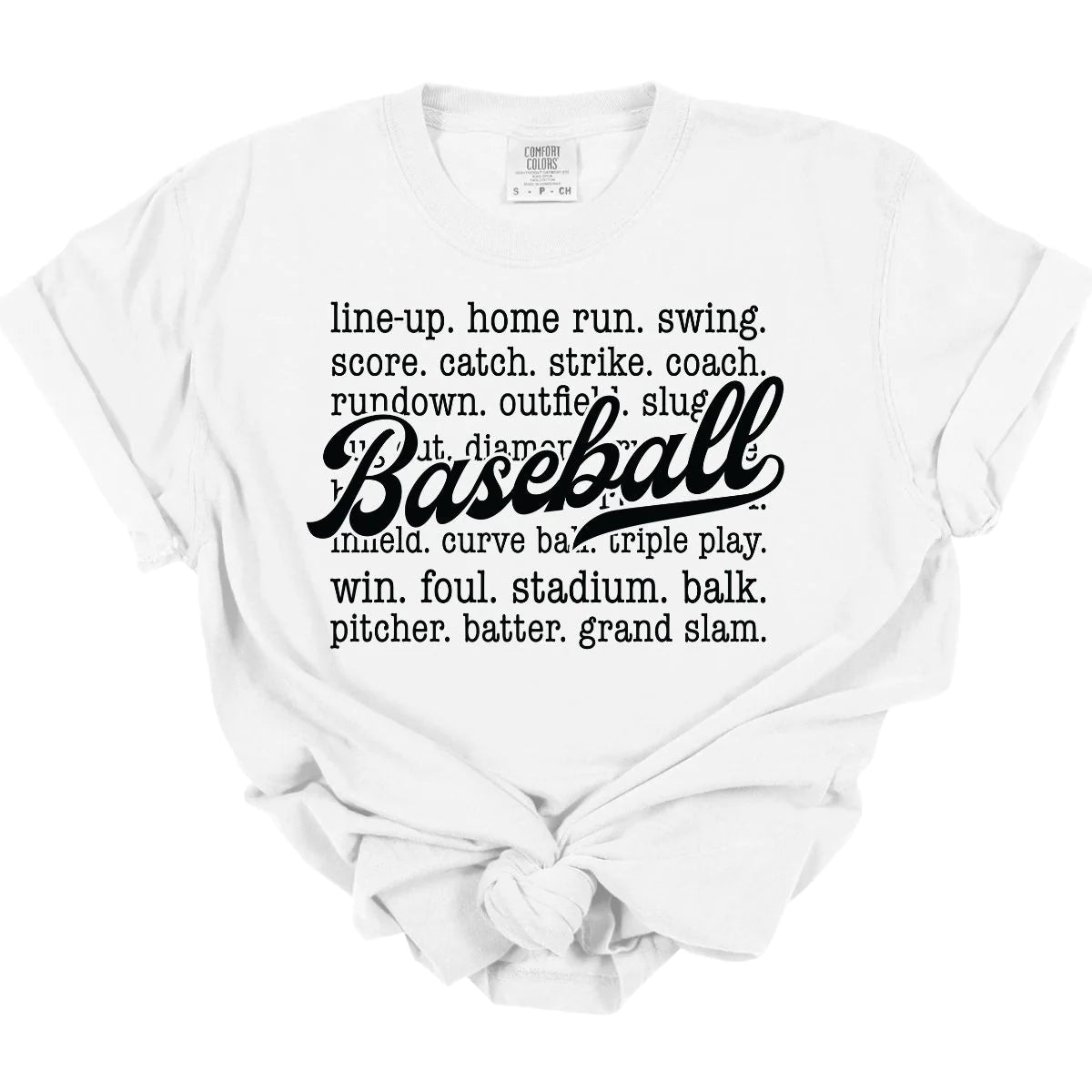 men's v-neck sweaters-Baseball Words Tee *MADE TO ORDER*