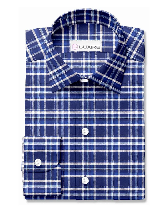 men's classic shorts-Easy-to-Iron Blue White Checks Shirt