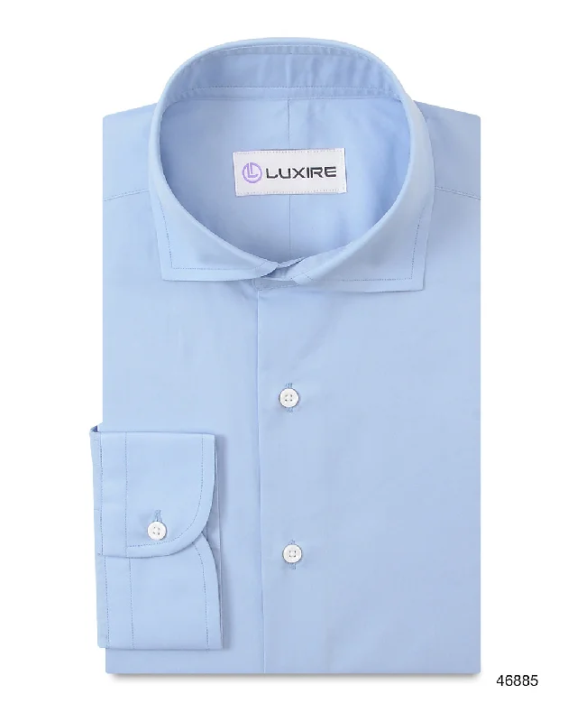 men's cotton polos-Business Shirt - Blue Poplin