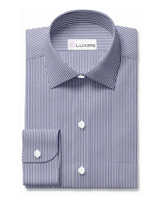 men's lightweight sweaters-Business-Shirt White With Blue Dress Stripes