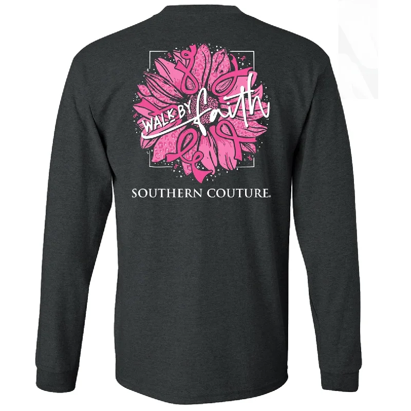 men's casual vests-Southern Couture Classic Walk By Faith Ribbons Cancer Long Sleeve T-Shirt