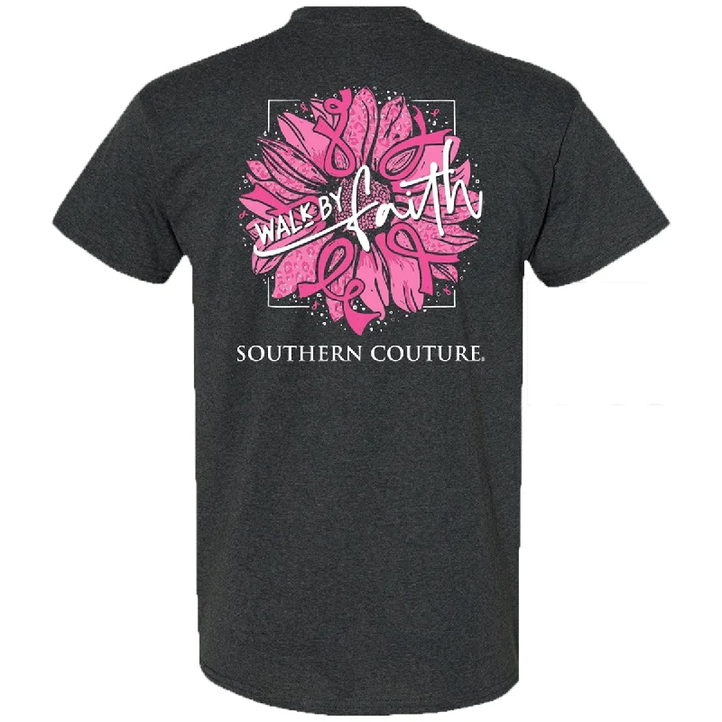 men's plaid tees-Southern Couture Classic Walk By Faith Ribbons Cancer T-Shirt