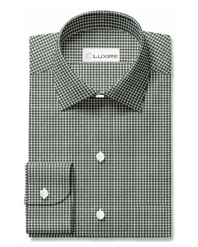 men's leather polos-Dark Green Gingham Oxford