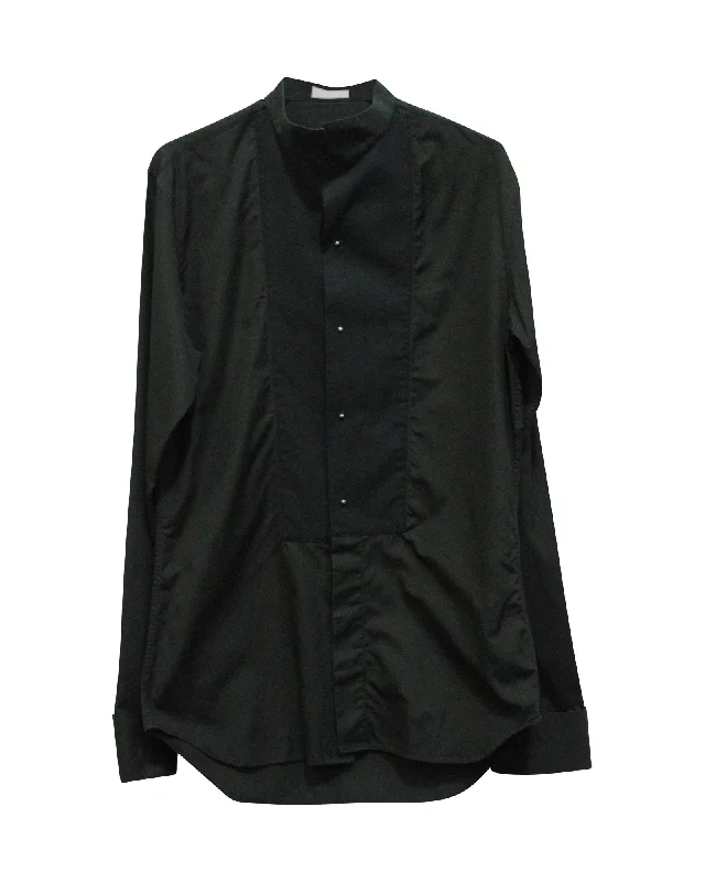 men's classic vests-Dior Two Tone Buttondown Shirt in Black Cotton