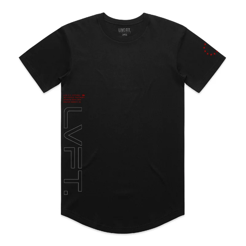 men's performance polos-Dynamic Scallop Tee - Black / Red