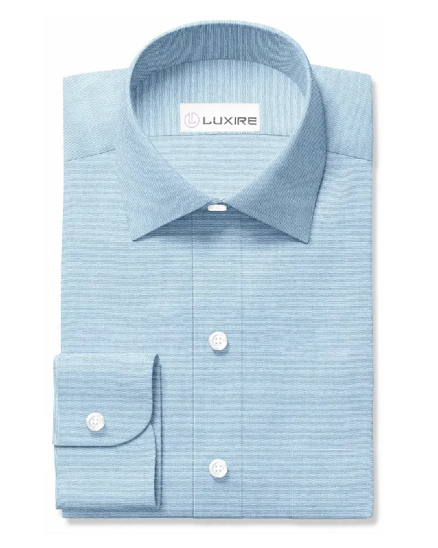 men's twill shirts-Blue Plain Poplin 140/2