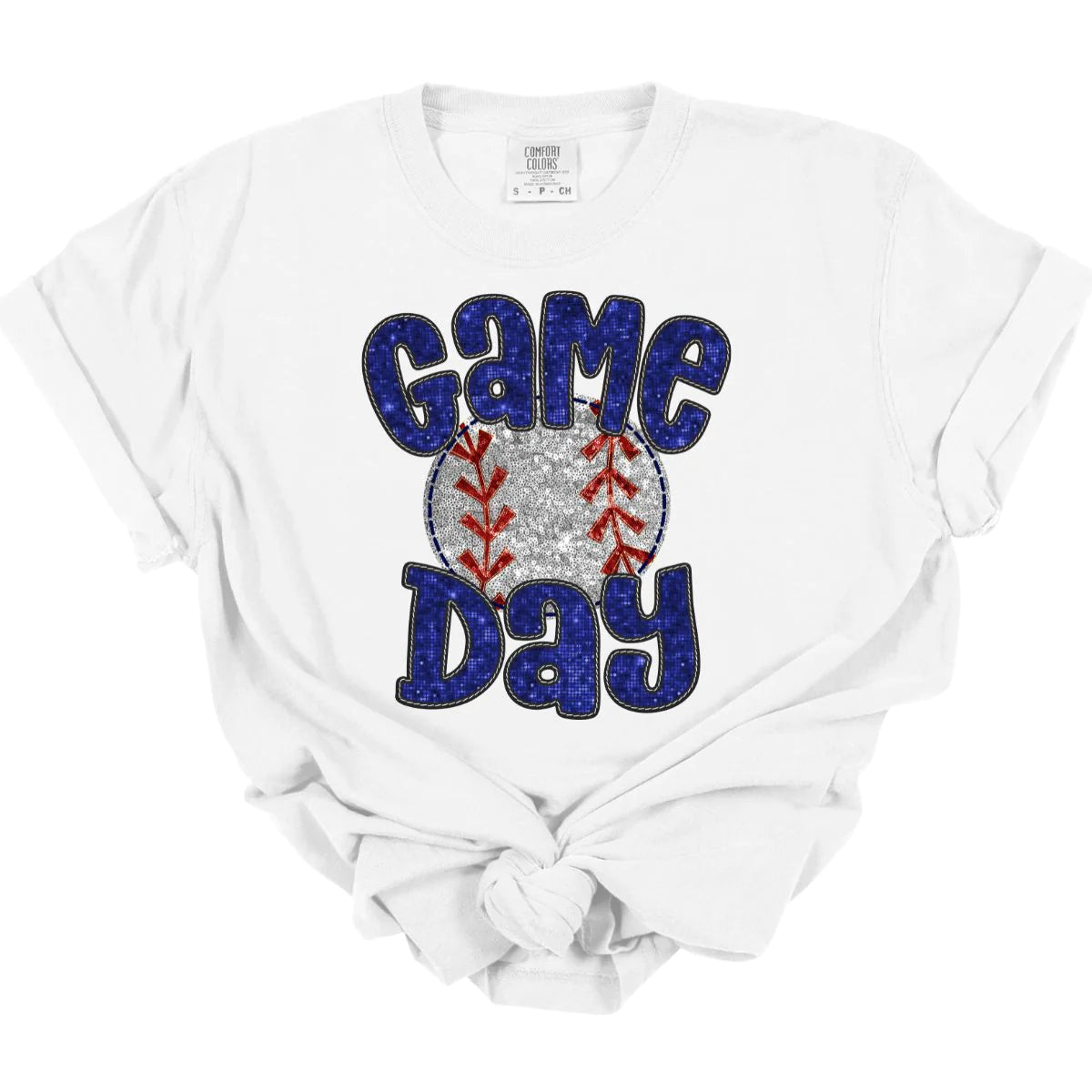 men's varsity jackets-Game Day Baseball Faux Sequin Tee *MADE TO ORDER*