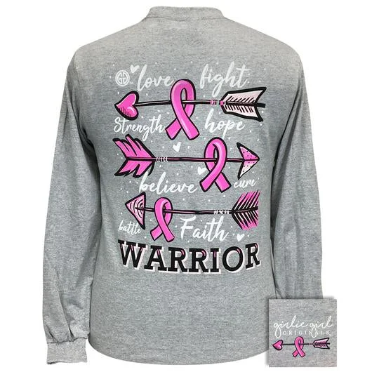 men's cotton sweaters-Girlie Girl Originals Breast Cancer Warrior Arrows Long Sleeves T Shirt