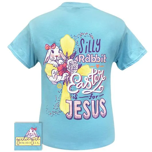 men's slim polos-Girlie Girl Originals Preppy Easter Is For Jesus Rabbit T-Shirt