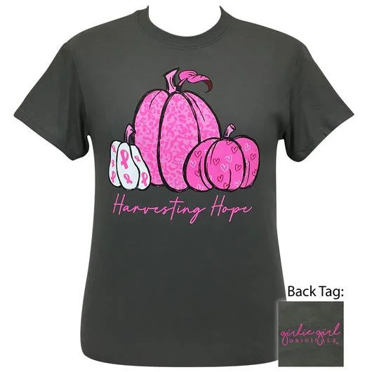 men's checkered vests-Girlie Girl Originals Preppy Harvesting Hope Pumpkin Breast Cancer T-Shirt