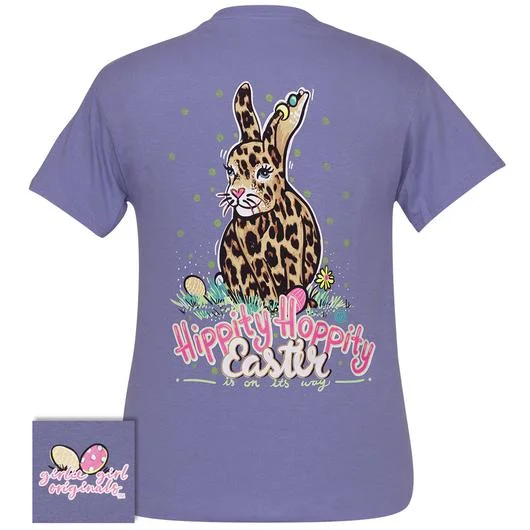 men's monk strap shoes-Girlie Girl Originals Preppy Hippity Hoppity Easter Leopard Rabbit T-Shirt