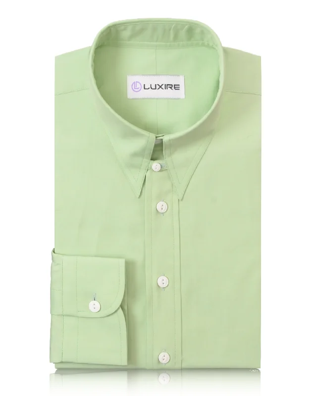 men's checkered vests-Pista Green Plain Shirt