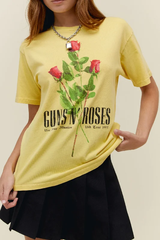 men's floral ties-Guns N' Roses Use Your Illusion Roses Weekend Tee