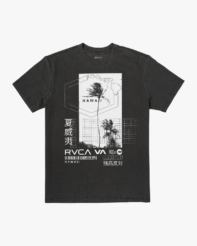 men's cotton shorts-Hawaii Language Hex Tee - Black