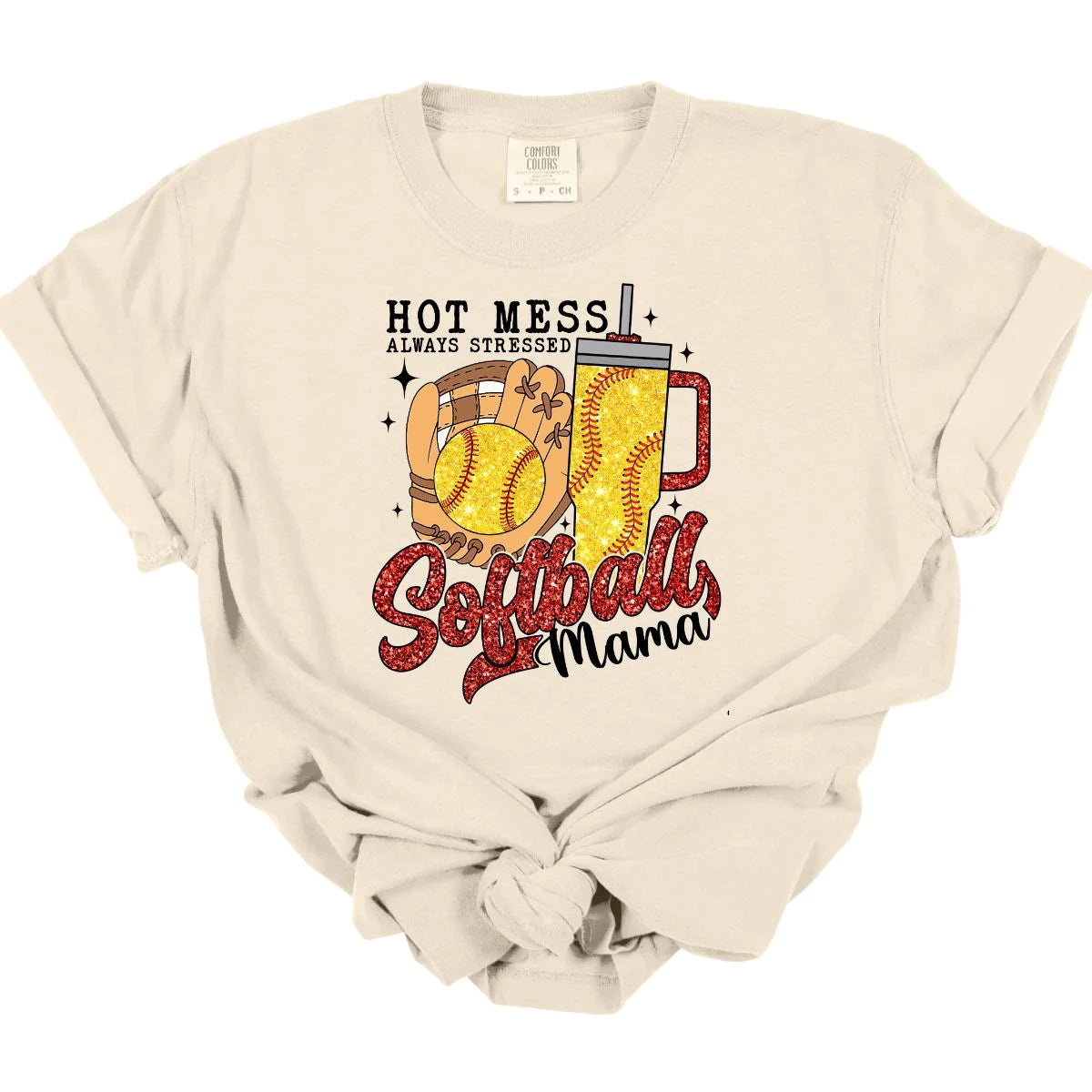 men's softshell jackets-Hot Mess Softball Mom Tee *MADE TO ORDER*