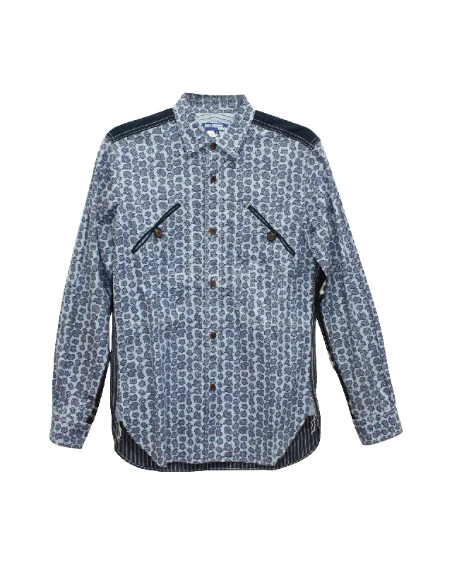 men's tuxedo suits-Junya Watanabe Paisley Shirt in Blue Cotton