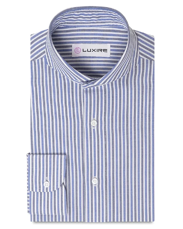 men's checkered tees-Light Dark Blue Stripes