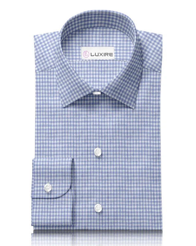 men's tailored shorts-Linen:Blue Mini Gingham Shirt