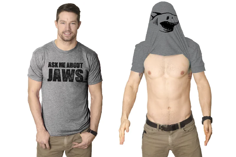 men's double-breasted suits-Ask Me About Jaws Men's Tshirt