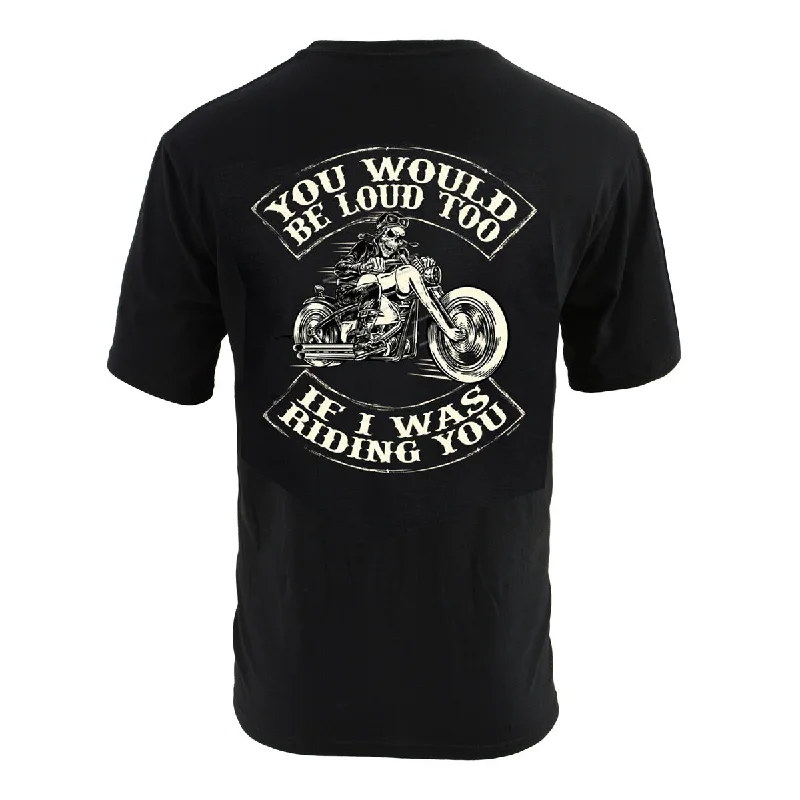 men's lightweight sweaters-Milwaukee Leather BCC116010 Men's Black 'You Would Be Loud Too' Motorcycle Cotton Print T-Shirt