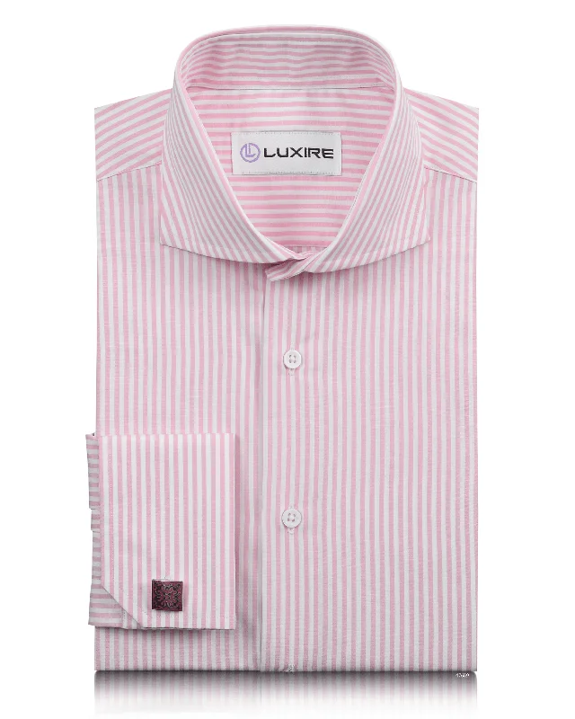 men's checkered sweaters-Monti Light Pink Dress Stripes Ice