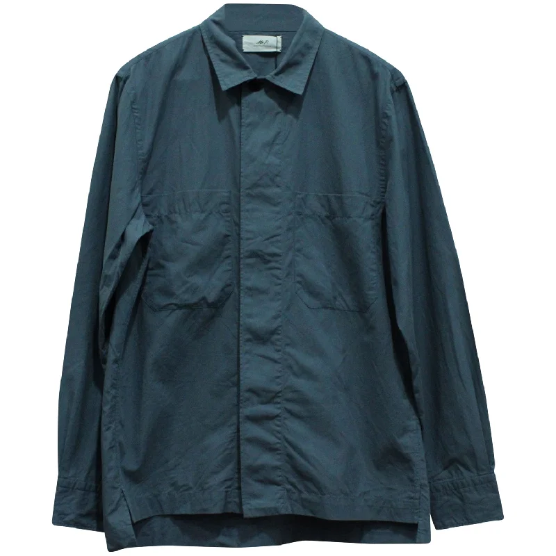 men's ribbed jackets-Mr. P Work Jacket in Blue Cotton