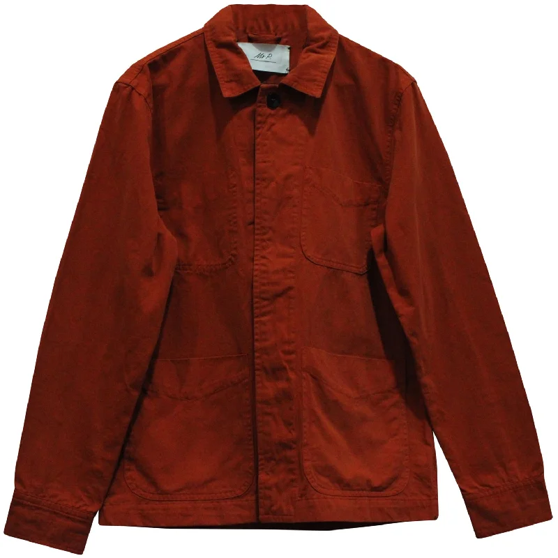 men's waxed jackets-Mr. P Work Jacket in Orange Cotton