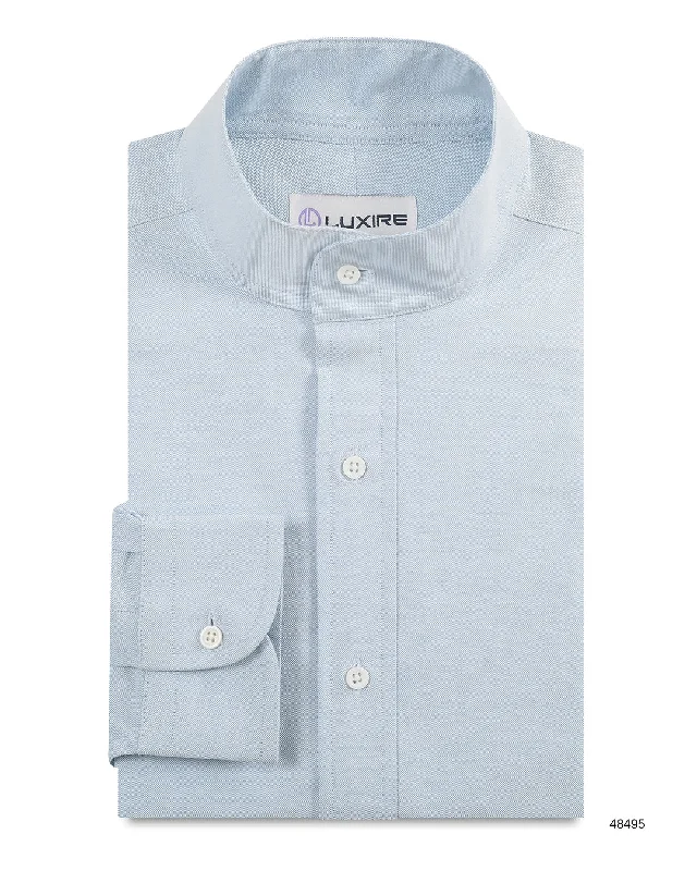 men's slim sweaters-Pale Blue Classic Oxford