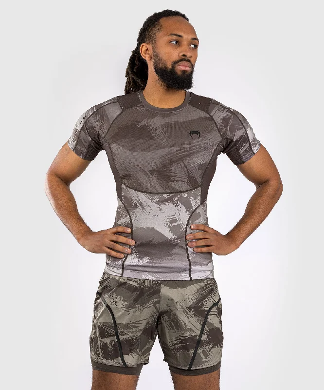 men's plaid trousers-Venum Electron 3.0 Short Sleeve Rashguard - Sand